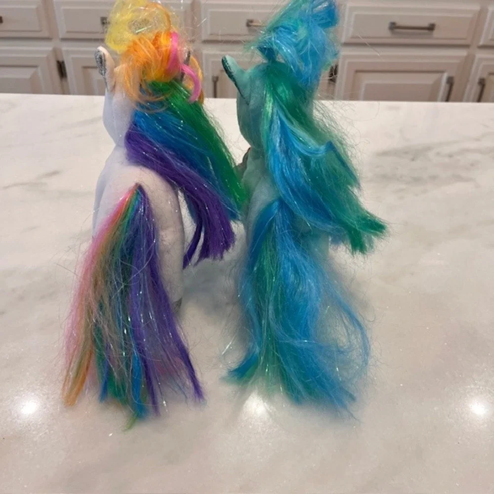 Ty Beanie Boos Ponies Plush Set‎ Starr Topaz Rainbow Hair Glitter Hooves